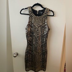 Lulu’s black and gold sequin bodycon dress - Medium